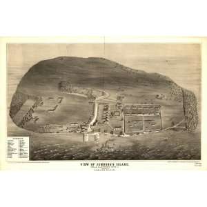  1865 Civil War map of Johnson Island Prison, Ohio
