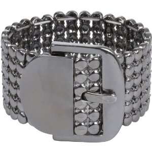 Hematite Metal Wide Buckle Stretch Bracelet Jewelry