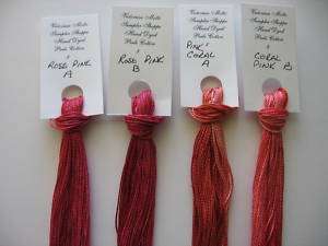 Over dyed PERLE COTTON(size 5),Pinks/Corals set, 80yds  