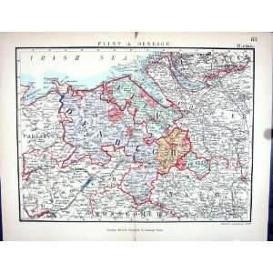 Stanford Antique Map 1885 Flint Denbirgh England Birkenhead Liverpool 