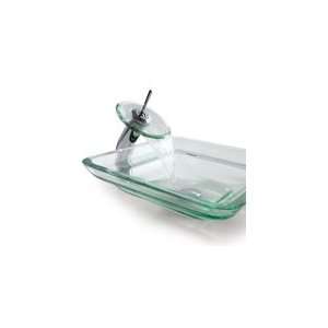  Kraus Oceania Clear Square Glass Sink and Waterfall Faucet 