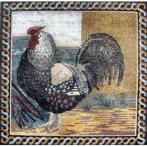  40x40 Kitchen Backsplash Rooster Marble Mosaic Art