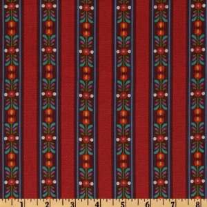   Folk Art Stripe Burgundy Fabric By The Yard Arts, Crafts & Sewing
