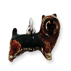    Sterling Silver Enameled Brown & Black Carin Terrier Charm Jewelry