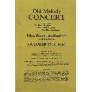  Old Melody Concert Program 1930 Brookston Indiana 