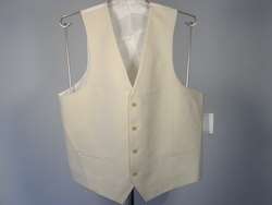 Calvin Klein Pinstripe Suit Vest Waistcoat Cotton Cream Beige Mens New 