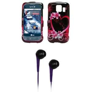 com EMPIRE Heart Flowers Design Hard Cover Case + Purple 3.5mm Stereo 