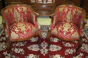   Country French Louis XV Pr Arm Chairs 19th Century New Upholstery