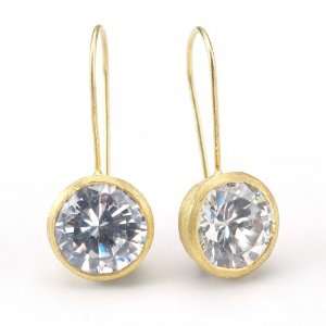   Carre Cubic Zirconia Drop Earrings 18K Gold Clad Betty Carre