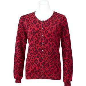  EP Pro Womens Longsleeve Leopard Print Cardigan( COLOR Red, WOMENS 