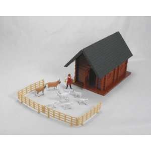   Country Life Farm Animals Goats with Log Cabin Playset Toys & Games
