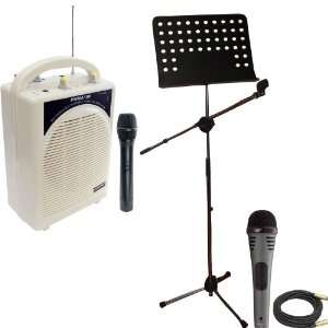 Pyle Speaker, Mic, Cable and Stand Package   PWMA100 Rechargeable 