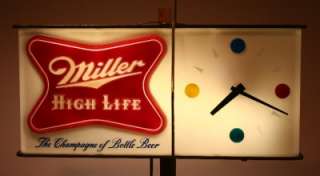 Vintage Miller High Life Shark Fin Lighted Beer Sign Clock   1957 