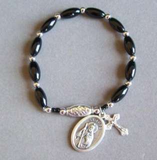St. Saint JUDE Rosary Bracelet ~ Black Silver Rosaries  