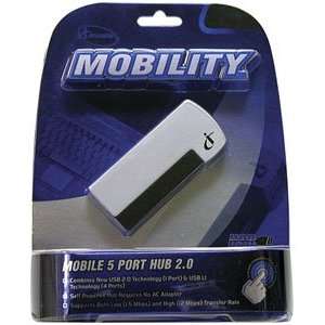   M01517MB Mobility Silver USB Mobile 5 Port USB Hub 2.0 Electronics
