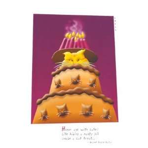  Cake Cat, Birthday Note Card by David Innes, 5x7