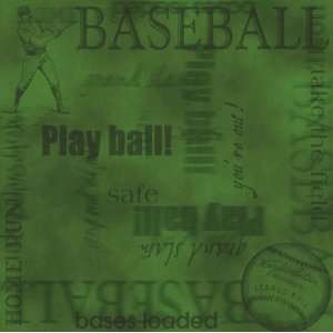 Green Baseball Collage 12 x 12 Paper Arts, Crafts 