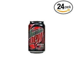 Mountain Dew Code Red Soda 12oz Can (Pack of 24)  Grocery 
