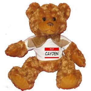  HELLO my name is CAYDEN Plush Teddy Bear with WHITE T 