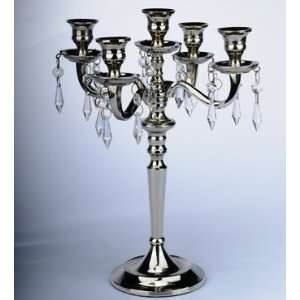  Five Light Candlestick Jeweled Candelabra   Silver 
