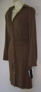   Brown Ponte Knit Long Sleeve Versatile/Career Coat Dress 12 NWT  