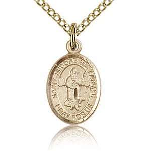  Gold Filled 1/2in St Isidore the Farmer Charm & 18in Chain 