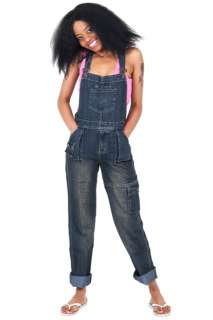 Womens   Relaxed Fit Ladies Cargo Bib Overalls   Antique Wash  