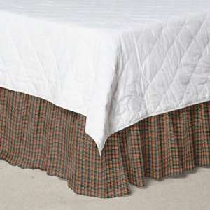   Blue Plaid, Red Pink Line, Fabric Bed Skirt Queen In.