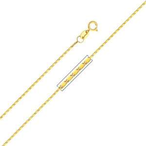  14K Yellow Gold 1mm Snail Link Chain Necklace with Spring 