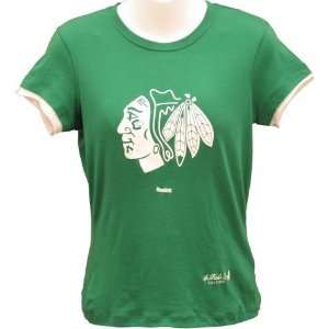 Women`s Chicago Blackhawks Kelly Green Cap Sleeve Tissue Tshirt 