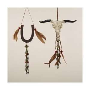 Club Pack of 24 Western Horseshoe and Cow Skeleton Christmas Ornaments