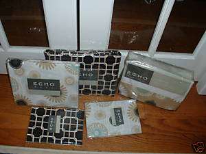NIP Echo Home Spiro Links Twin Duvet Bedskirt Sheets +  