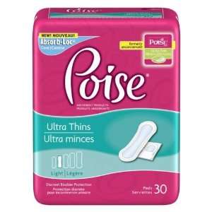  Poise Ultra Thin Pads Light Absorbency, 30 Pack, [6 pack 