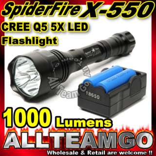 SpiderFire 1000 Lumens X550 CREE 5X Q5 LED Flashlight  