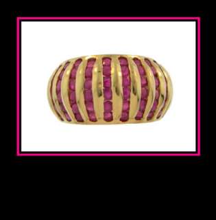 14K Solid Yellow Gold Natural Ruby Fashion Dinner Ring  