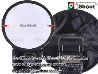 iShoot 20cm Round Mini Speedlight Flash Softbox Diffuser f Canon Nikon 