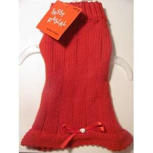  Sassy Rascal Red Dog Sweater with Bow, Small