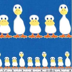  45 Wide Duck Duck Goose Duck Party Blue Fabric By The 