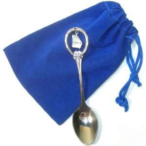  Vintage Souvenir Spoon with Nickel Silver Charm in Gift 