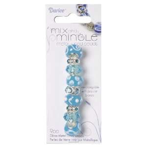  Darice Mix and Mingle Glass Lined Metal Beads, Aqua and 
