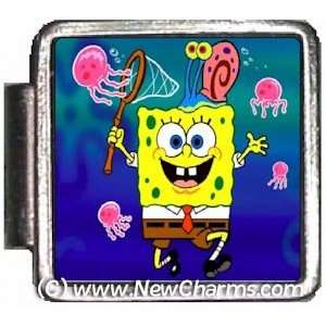 Spongebob Chasing Jellyfish Italian Charm Bracelet Jewelry 