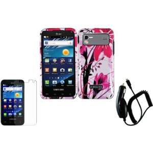 Pink Splash Hard Case Cover+LCD Screen Protector+Car Charger for 