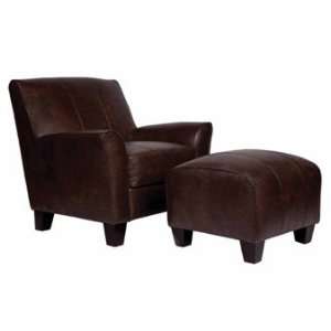   Chair and Ottoman in Coffee Renu Leather Fabric Furniture & Decor