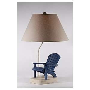   Blue Washed Wood Adirondack Chair Table Lamp