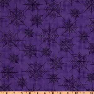  44 Wide Eerie Alley Spiderwebs Purple Fabric By The Yard 