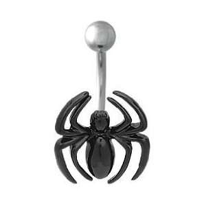 Spiderman Black Spider 316L Surgical Steel Belly Ring   14G   7/16 