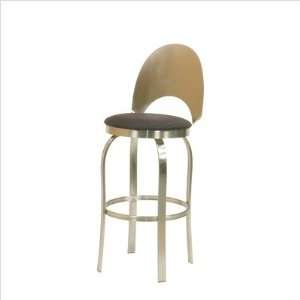 Trica Champagne Brushed Steel Ranger Cocoa Vinyl Champagne Bar Stool 