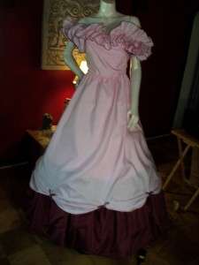   Burgandy, Ruffles Southern Belle Style Prom, Costume Dress M/L  