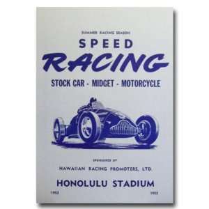  1952 Honolulu Stadium Midget Racing Poster Print