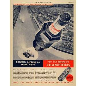   Ad Champion Spark Plugs 1936 Indianapolis 500   Original Print Ad
